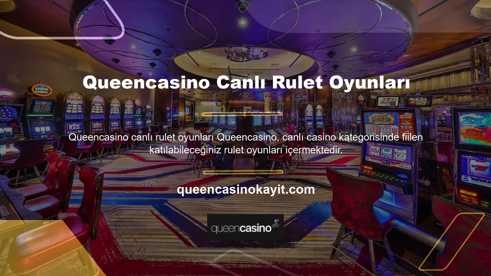 Queencasino Canlı Casino başlığına tıklarsanız, oyun seçeneklerini açmak için o kategorinin altındaki Canlı Rulet başlığına tıklayabilirsiniz